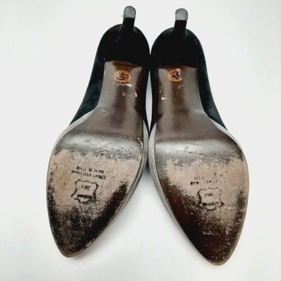 STUART WEITZMAN Genuine Suede Leather Pumps High Heel Stiletto Black Grey Sz 10 - Picture 13 of 13